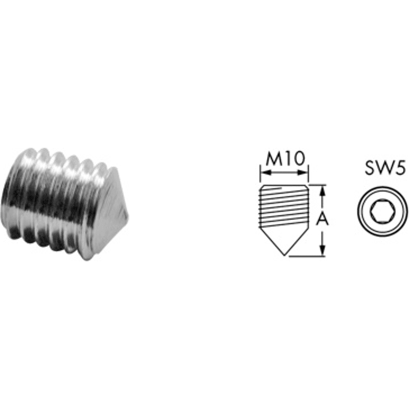 XS-Gewindestift M10x12 verzinkt