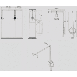 Kleiderlift Mod. Standard max.12kg grau Einbaubreite: 500-600mm LINKS