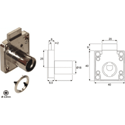 BMB Beschläge Möbel-Zylinderschl.Modul 1000 18mm LADE DM: 25mm Zyl.länge: 22mm,  vernickelt
