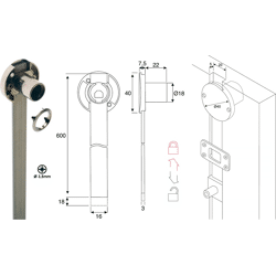 BMB Beschläge Zentralverschluss Modul 1000 18mm m. Alu Stange 600mm