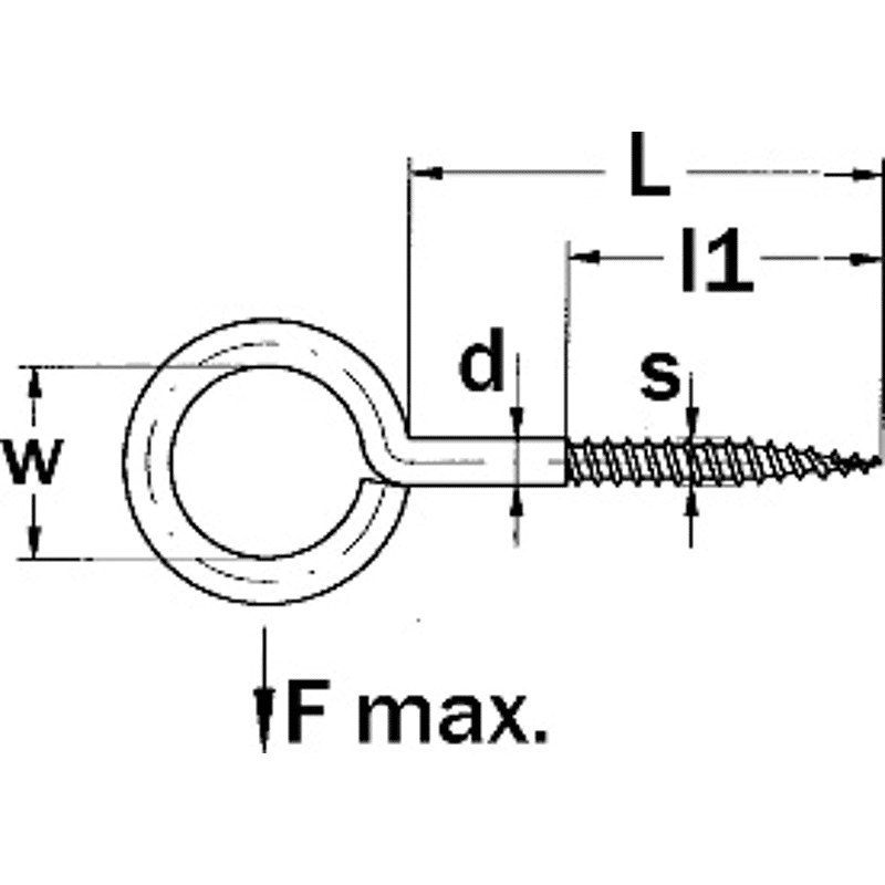 Gerüstkloben A2 m. Holzgewinde 4,4x40mm geschweißtes Auge, rostfrei