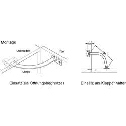 Öffnungsbegrenzer Stahl vernickelt Anschlag: rechts