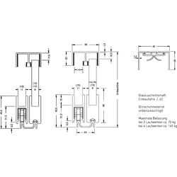 Willach Laufrolle Robustus,  Stahl chromatiert für Glasstärke: 8-12 mm