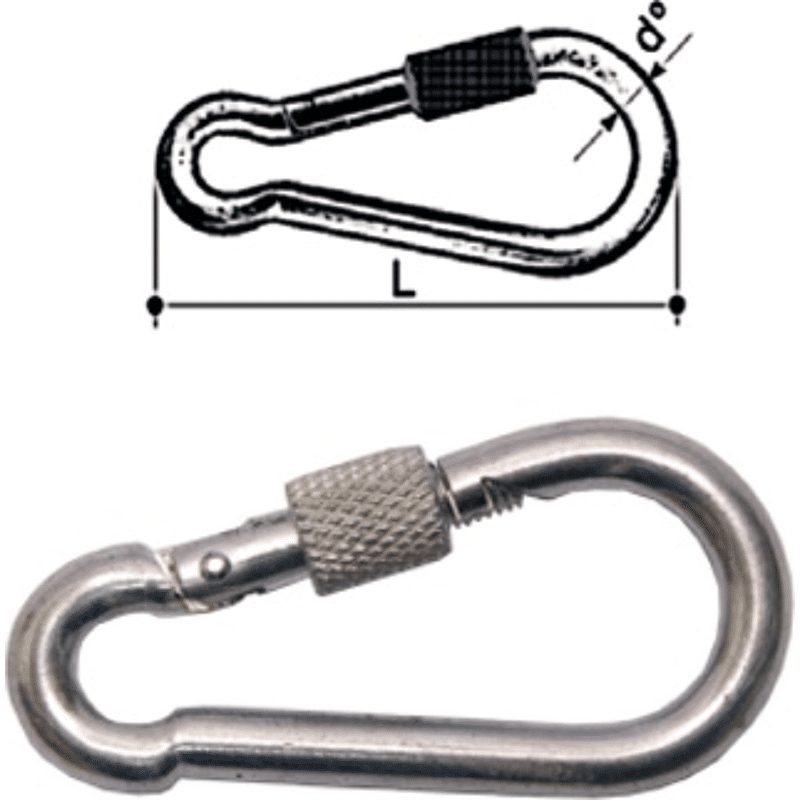 Schraubkarabiner Stahl verzinkt D: 10mm, L: 100mm