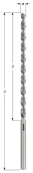Spiralbohrer DIN 1869 TL 3000, HSS-G - extra lang, Ruko