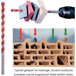 ALPEN-MAYKESTAG Hartmetall-Mehrzweckbohrer Dm:6 mm LängexArbeitstiefe: 200x1