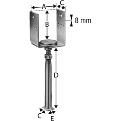 Simpson Strong-Tie SIMPSON Stützenfüße-Vario PVD 80G höhen-u.seitenverstellbar,  feuerverzinkt