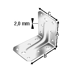Winkelverbinder ABR 70 m.Rippe 70x70x55x2,0mm, feuerverzinkt