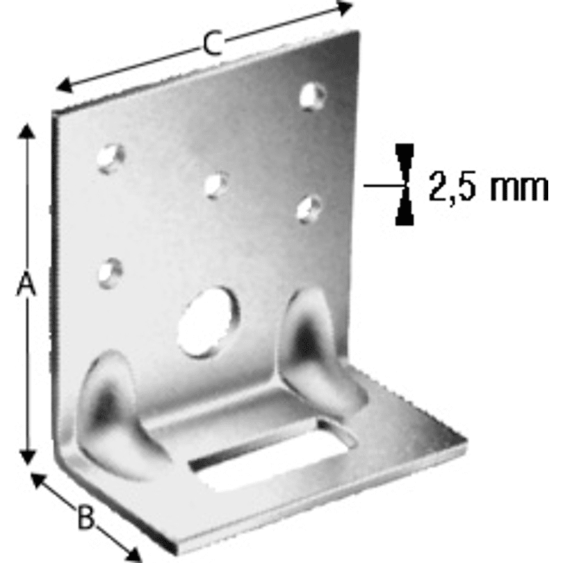 Winkelverbinder ADR 6035 60x35x60x2,5mm, m.Langloch, feuerverzinkt