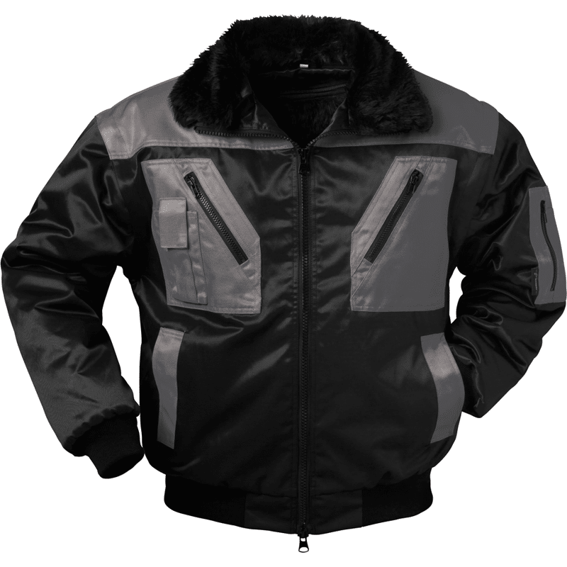 Pilotenjacke schwarz/grau Gr. XL mit abnehmbaren Ärmel und Kragen