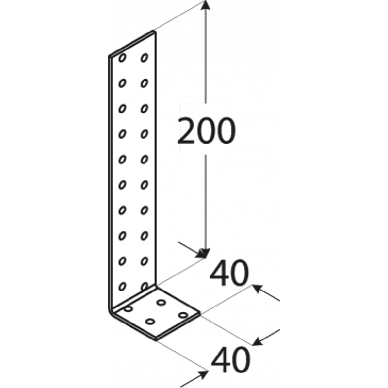 FLACHSTAHLANKER 200x 40x 40x 2,0 Feuerverzinkt 275 g/m²