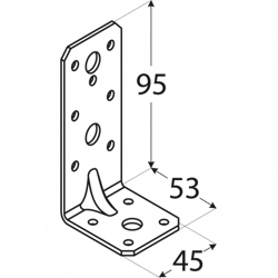 SCHWERLAST-WINKELVERB. 95X53X 45X2,5mm mit Sicke, Feuerverzinkt 275 g/m²