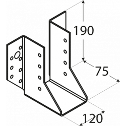 Domax BALKENSCHUH SCHWERE AUSF. 121x190X 75MM außenliegenden Schenkeln,  feuerverzinkt