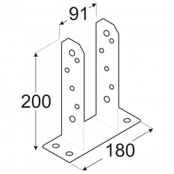 Domax PFOSTENSTÄNDER TT 91X200X180X60MM Feuerverzinkt,  ETA-20/1044