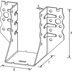 GH-BALKENSCHUH TYP TOP M 100X140X70X1,5 feuerverzinkt aussen mit Montagedorn