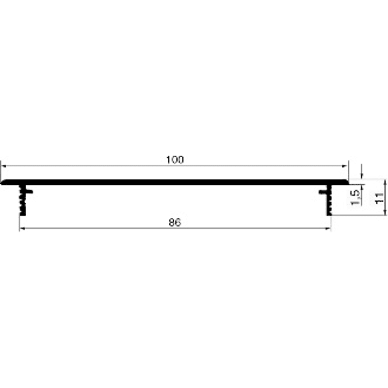 Alu Lüftungsgitter 100x1000mm, Lochung 40x7,5mm, weiss