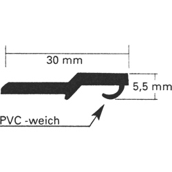 Türanschlagleiste 5mm mit Dichtlippe 2750 mm,  weiss