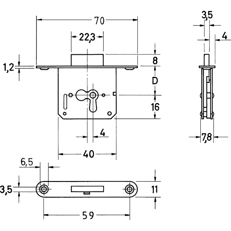 MÖBEL E-SCHLOSS 1732 / 30 MM LINKS