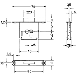 MÖBEL E-SCHLOSS 1732 / 30 MM LINKS