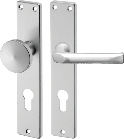 Innentür-Langschild-Wechselgarnitur Aluminium kantig Linie 90