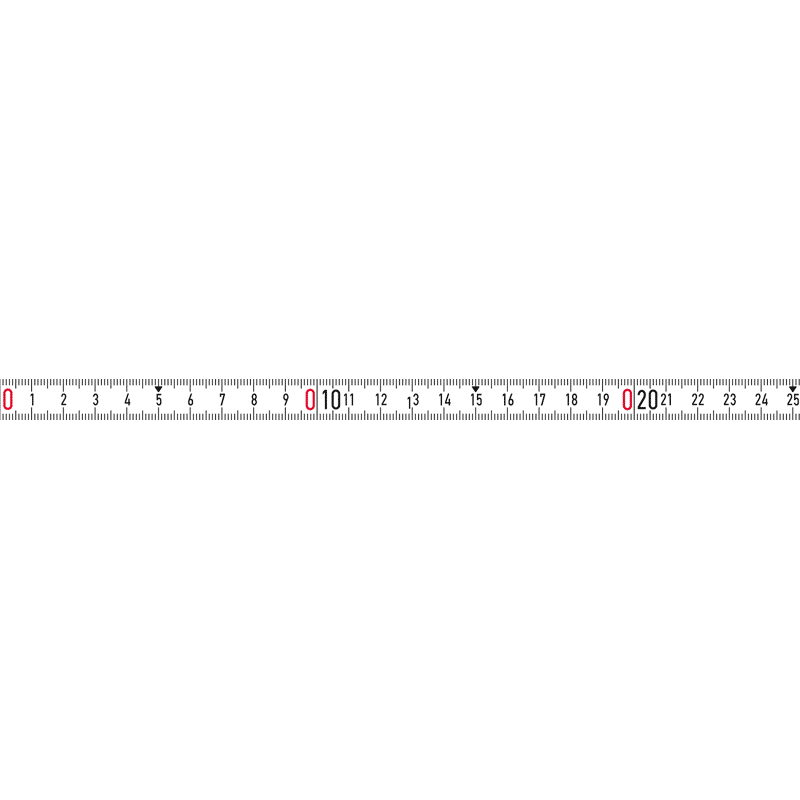 BMI Bandmaß 10 Mtr. weißlackiert, links nach rechts, selbstk