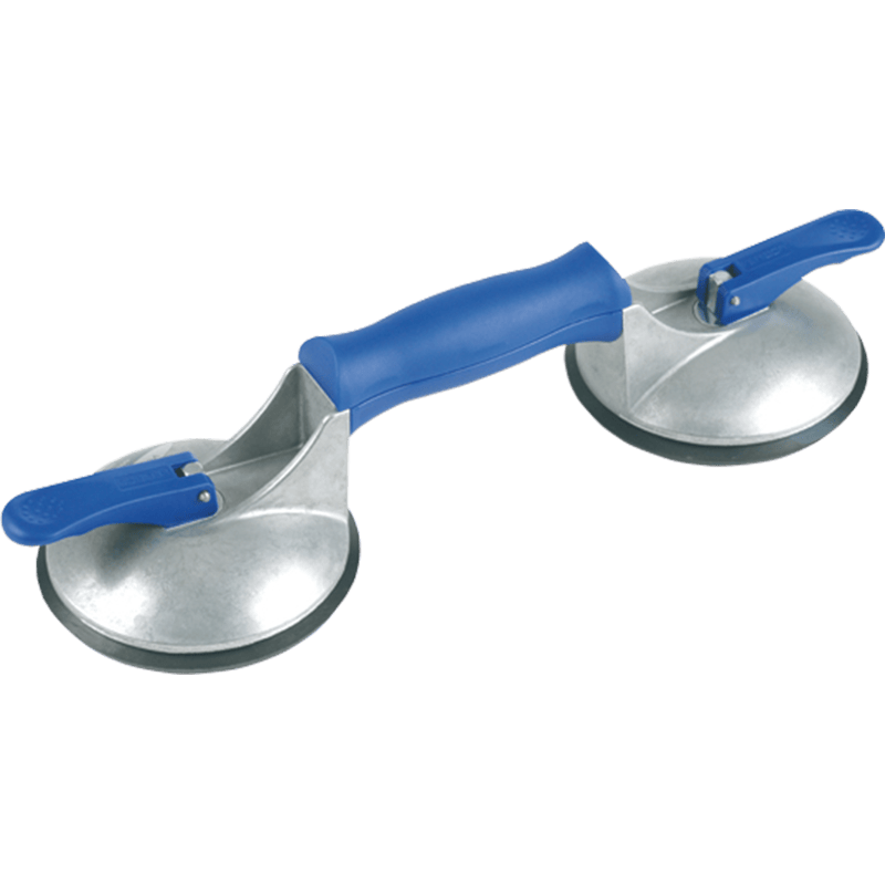HaWe Saugheber Veribor Blue Line – 3 Saugköpfe, Längsgriff, 120 Mm, Aluminium/Kunststoff, Tragkraft Ca. 100 Kg – Für Glas, Marmor, Metall