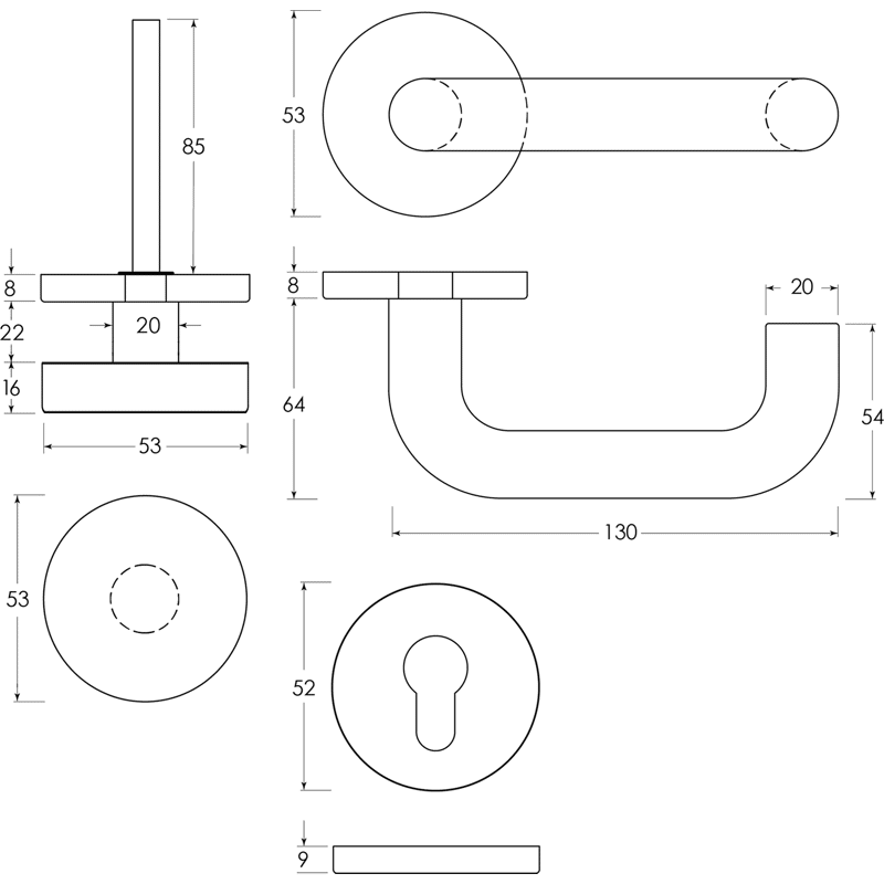 Commercial-Rosetten-Wechselgarnitur 5074 PZ Kl.4 ER