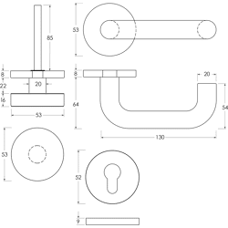 Commercial-Rosetten-Wechselgarnitur 5074 PZ Kl.4 ER