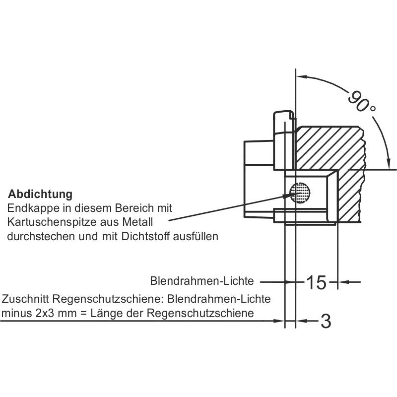 Endkappe 146/30 X weiss links