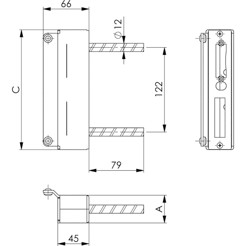 Schließkasten verzinkt Nr. 147 30 mm