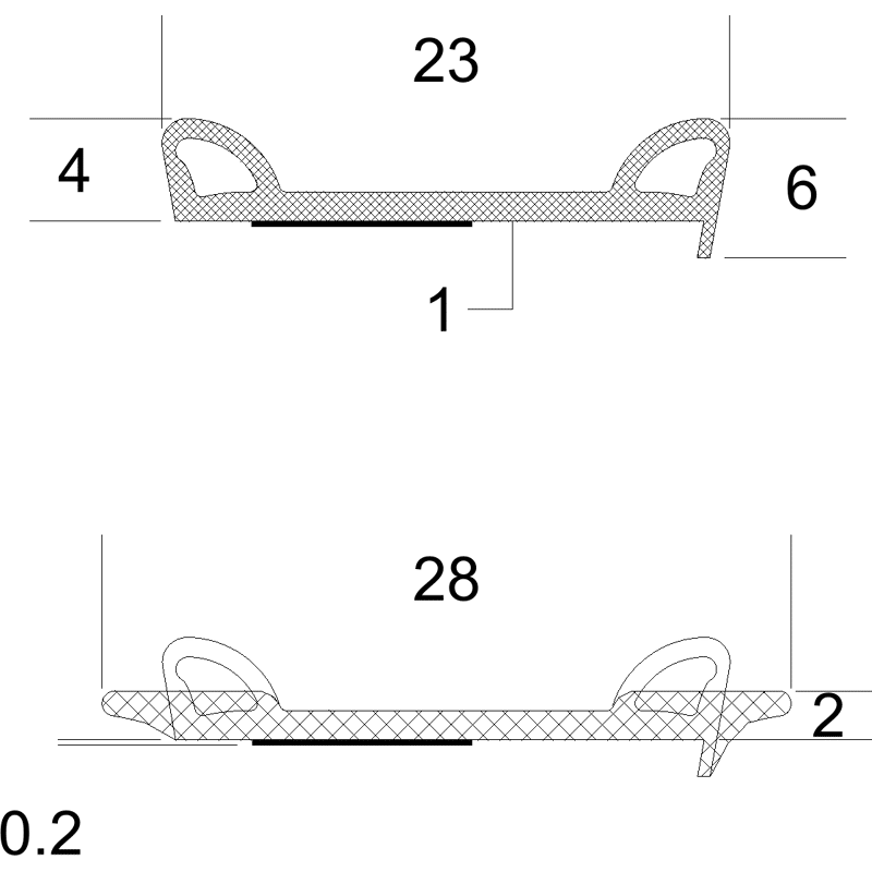 Anschraubdichtung AD 500 mit Montageklebeband,  schwarz