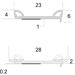 Anschraubdichtung AD 500 mit Montageklebeband,  schwarz