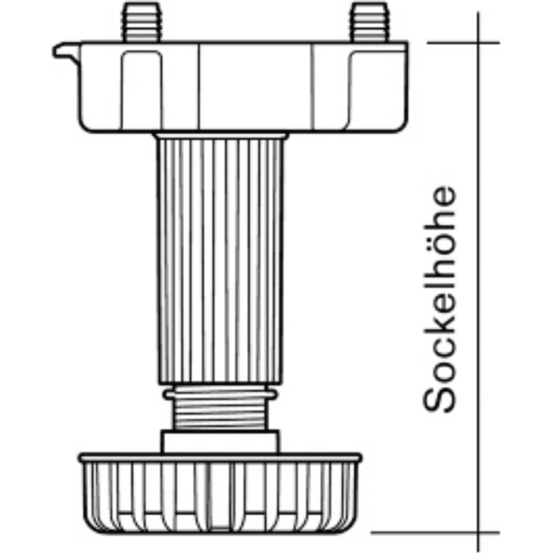 Sockelfuss schwarz 180mm Verstellbar -10/+18mm