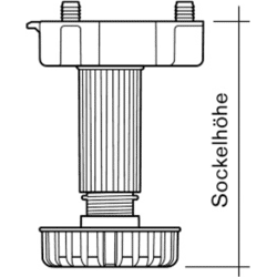 Sockelfuss schwarz 180mm Verstellbar -10/+18mm