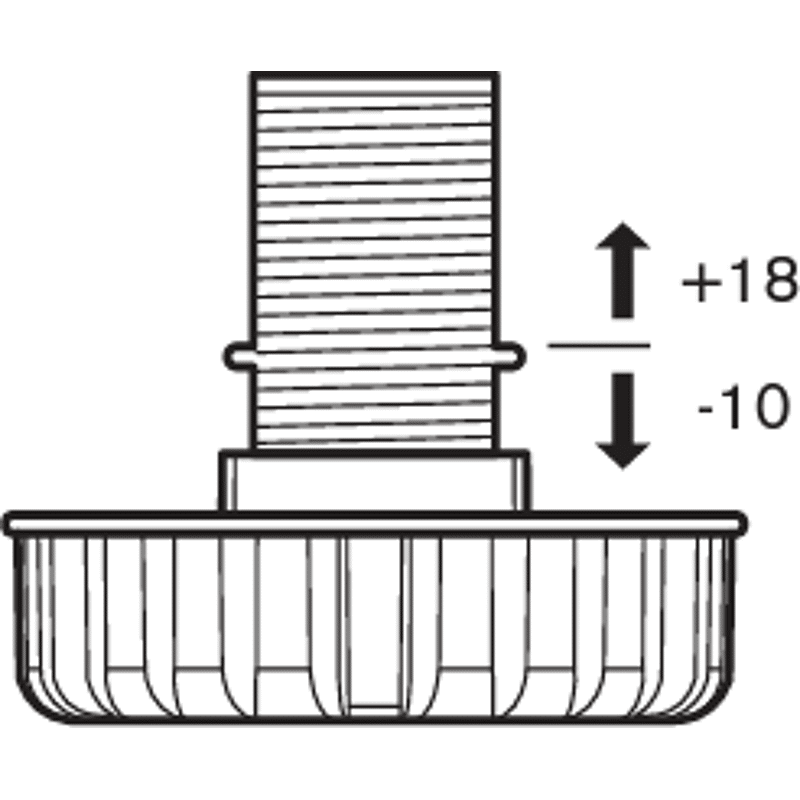 Sockelfuss schwarz 180mm Verstellbar -10/+18mm