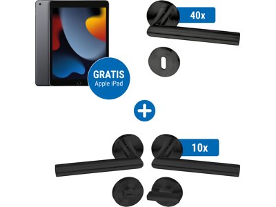 DTS-Rosettengarnituren-Set Paket L Linie 50 Edelstahl schwarz inkl. iPad