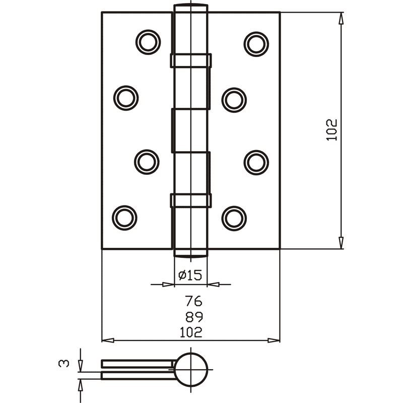 Scharnierband schwer, gelb verzinkt Höhe 102 mm, Breite 76 mm, Stärke 3 mm