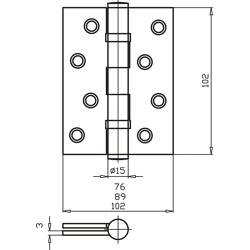 Scharnierband schwer, gelb verzinkt Höhe 102 mm, Breite 76 mm, Stärke 3 mm