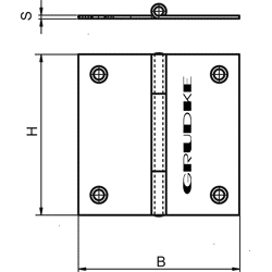 Scharnier Niro mit. 4 Schrauben (H) 30 mm, (B) 30 mm, Stärke 1 mm