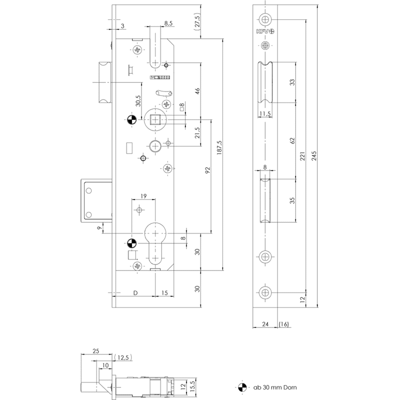 Rohrrahmen-Einsteckschloss 59 PZW
